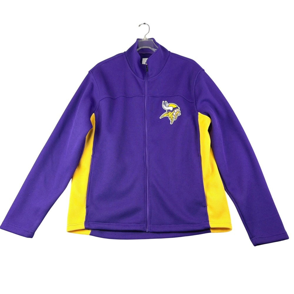 NFL G-III XL Purple Minnesota Vikings Full Zip Jacket Waffle Knit Fleece Team